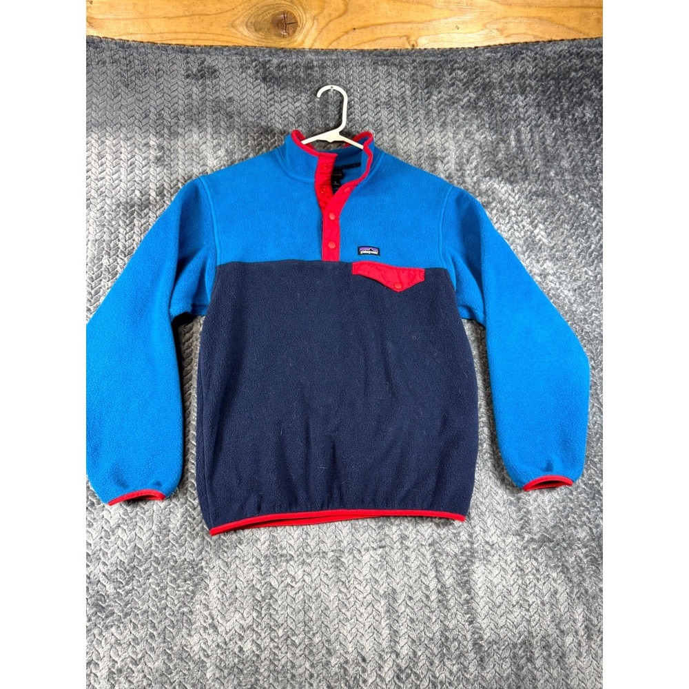 Patagonia Worn Wear Synchilla Snap-T Kids XL 14 Blue Fleece Lightweight Pullover